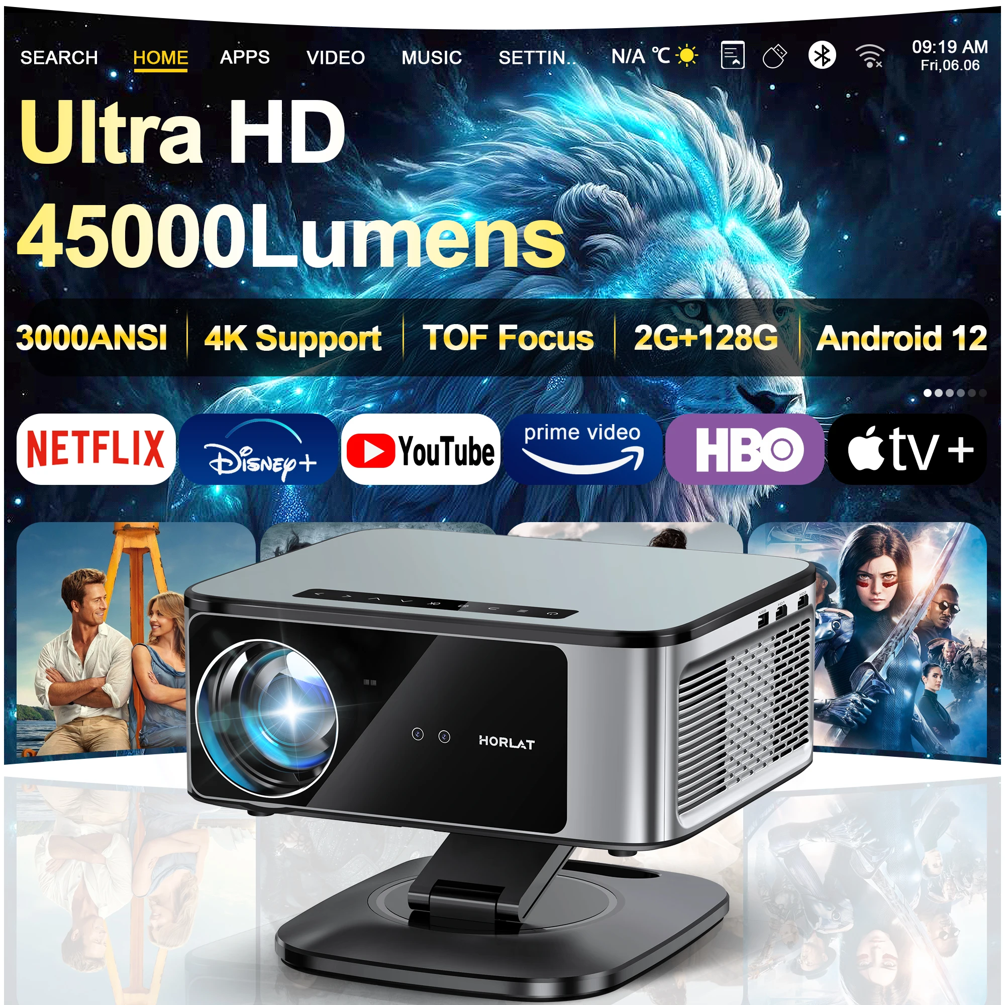 Horlat 45000 люмен 4k uhd проектор