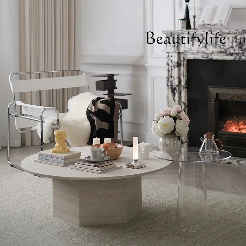 Журнальный столик u-кремового травертина - Фотография_4