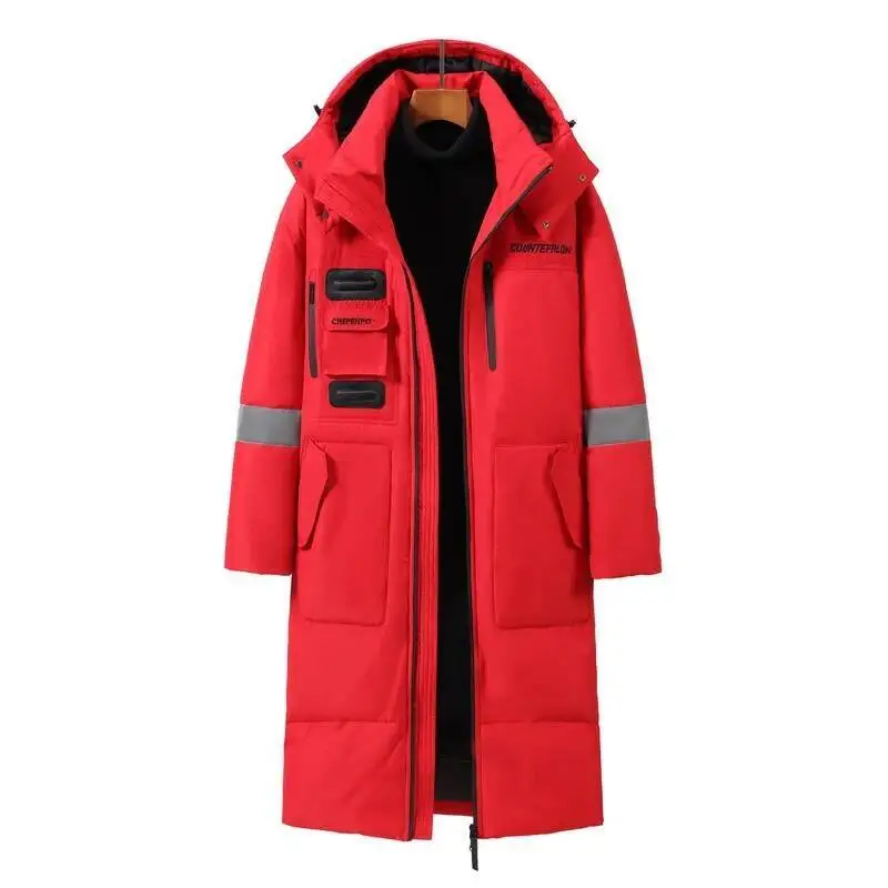 Зимние мужские длинные утиные куртки с капюшоном 2022 - Фотография_4