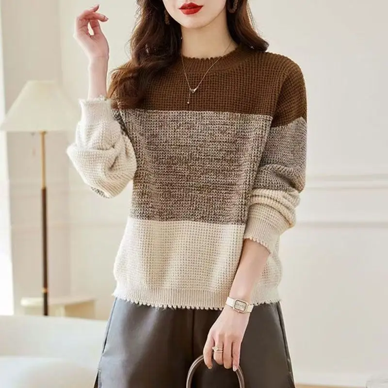 Осенне-зимние новые модные пуловеры с круглым вырезом и длинным рукавом - Фотография_2