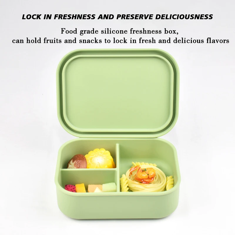 Силиконовый 3-решетчатый ланч-бокс - Фотография_3