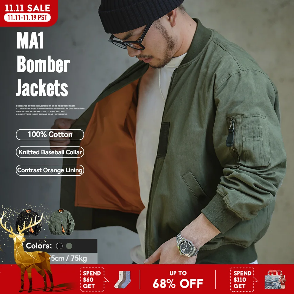 Летные куртки-бомберы maden retro ma1