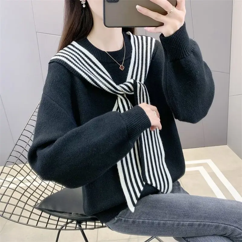 Красный свободный свитер женский - Фотография_6