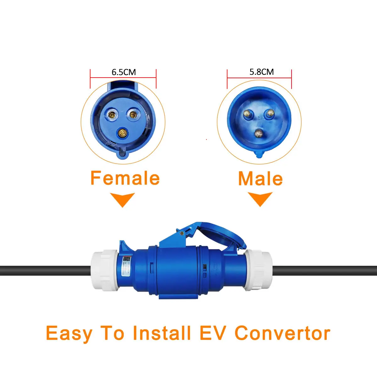 32a blue cee socket to 16a eu schuko plug adapter 7kw to 3 - Фотография_3