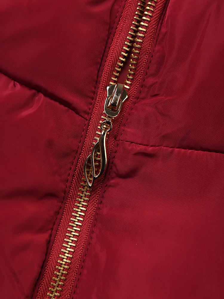 Zmeenna красное повседневное пальто с бантом и хлопковой подкладкой - Фотография_5