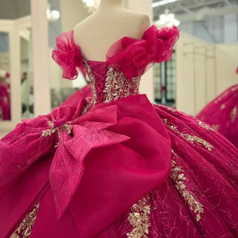 Блестящее розовое платье quinceanera - Фотография_4