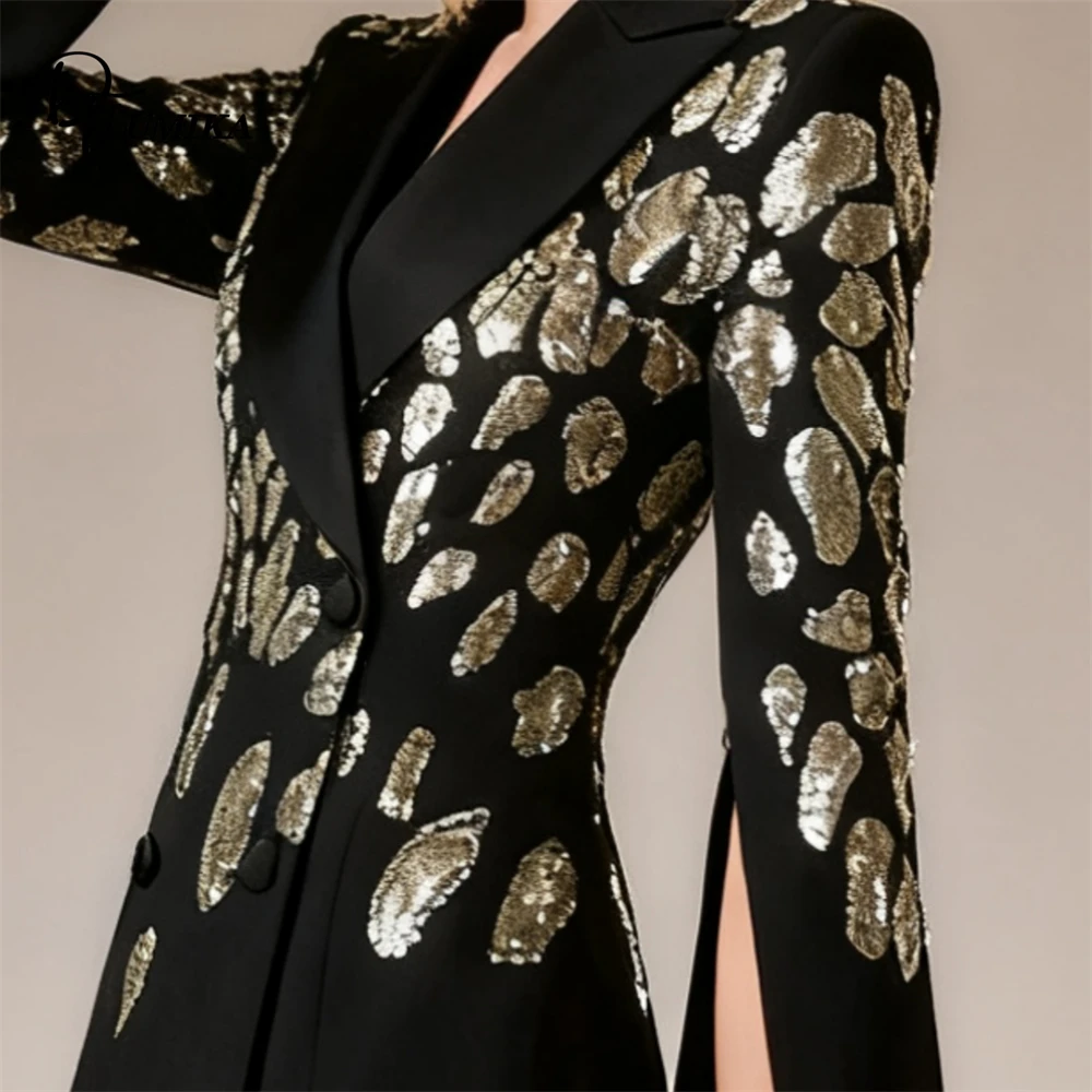 Dtlumika модный длинный пиджак с лацканами для женщин - Фотография_3