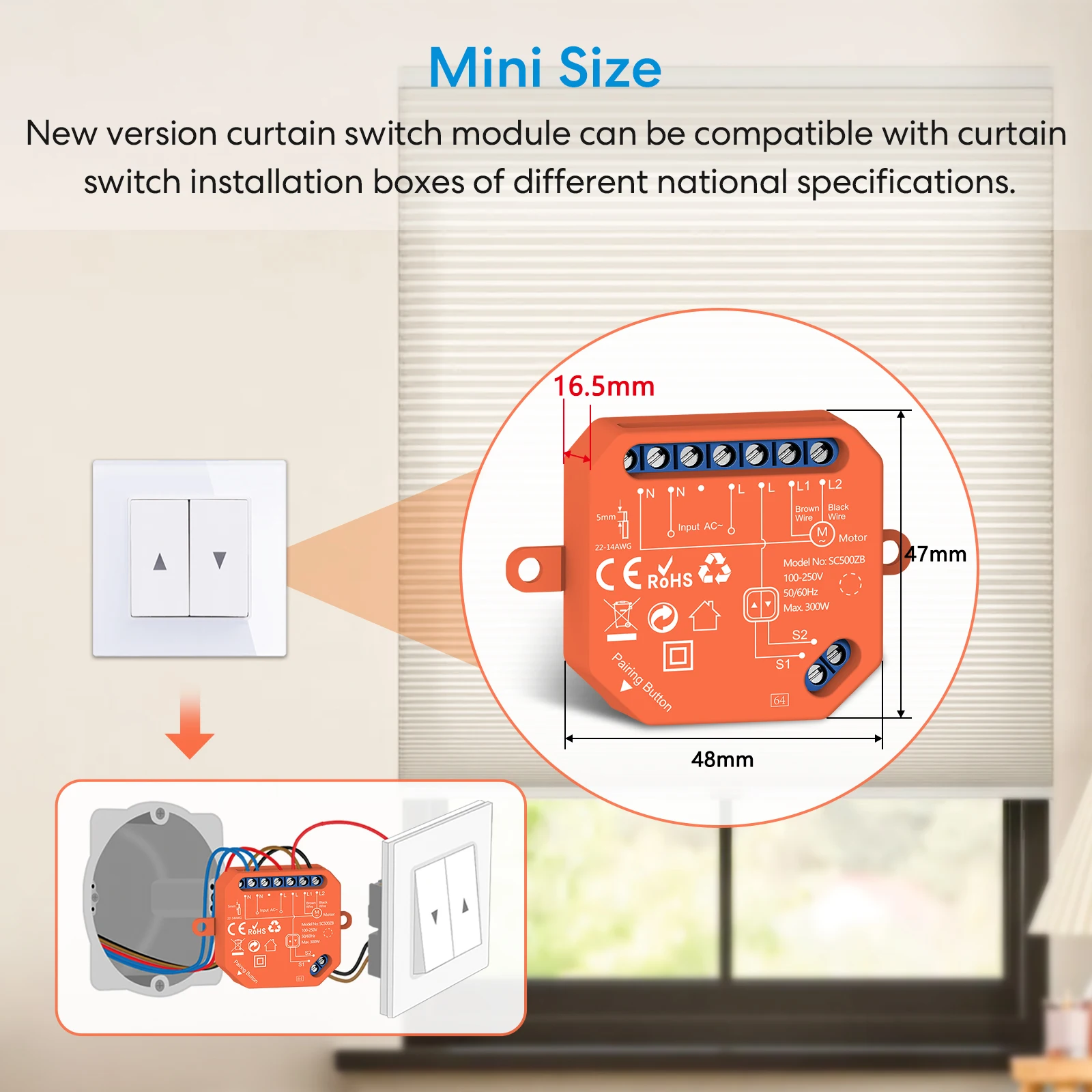 Zigbee рольставни жалюзи переключатель - Фотография_5
