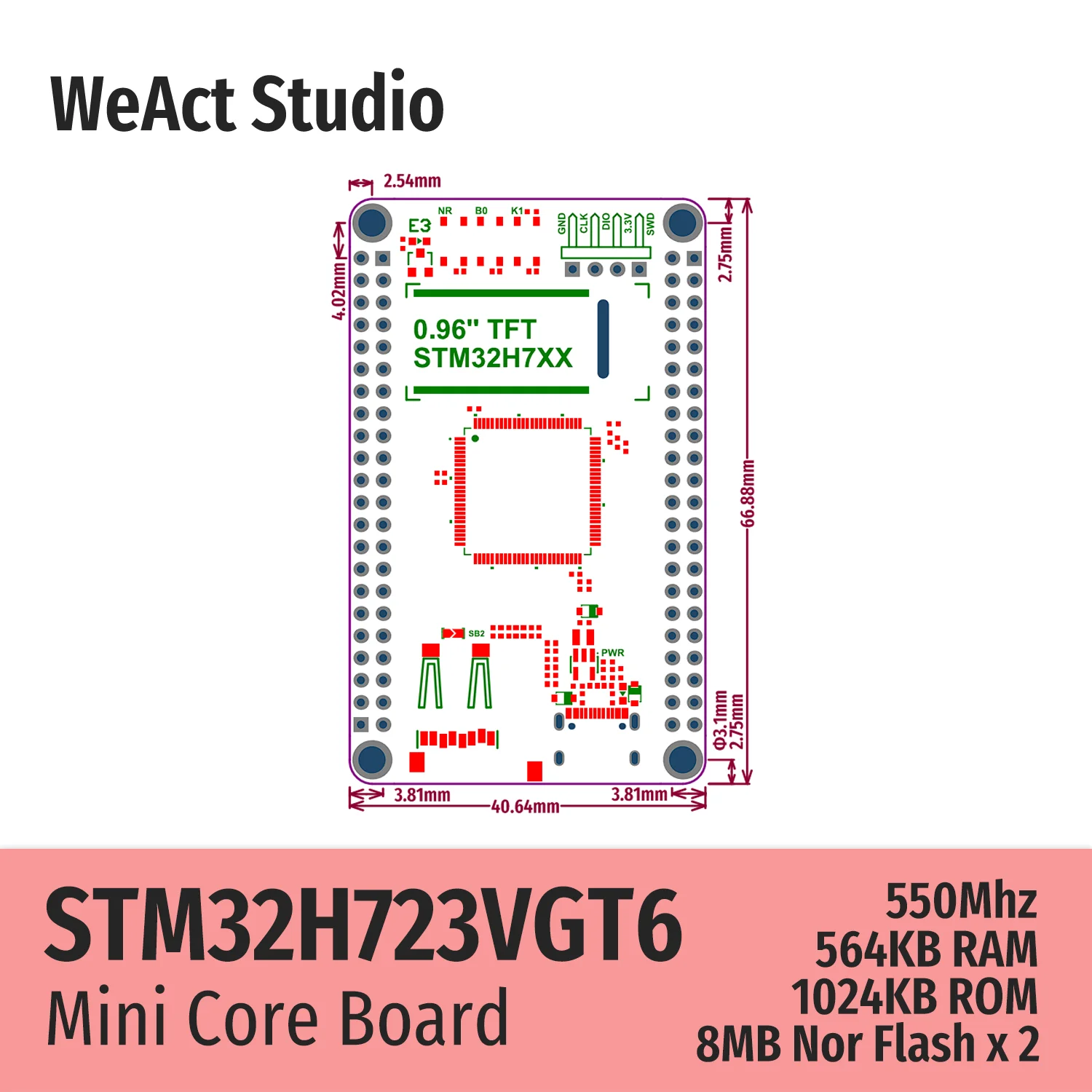 Weact stm32h723vgt6 stm32h723 stm32h7 - Фотография_3