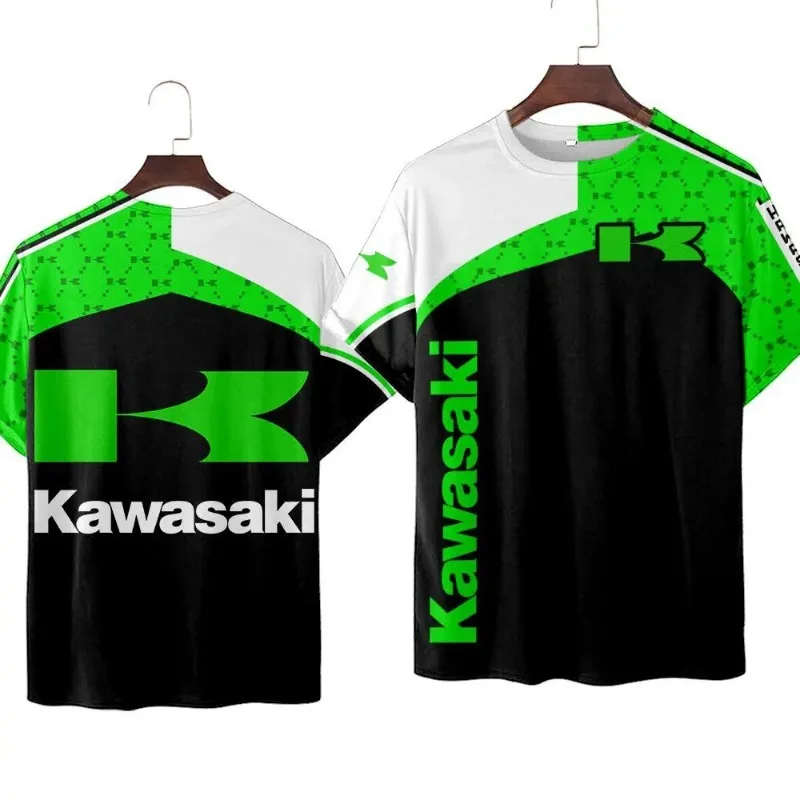 Kawasaki мужская мотоциклетная футболка с круглым вырезом и 3d принтом - Фотография_3