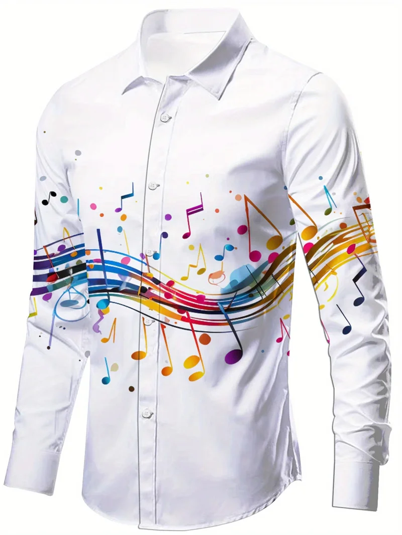 Новая мужская рубашка на пуговицах с длинными рукавами в стиле ретро - Фотография_3