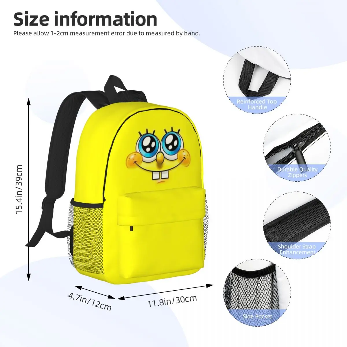 Компактный 15-дюймовый рюкзак spongebob — стильная легкая сумка - Фотография_4