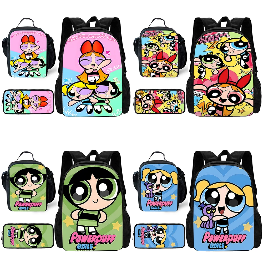 Детский милый школьный рюкзак с героями аниме powerpuffs girlss