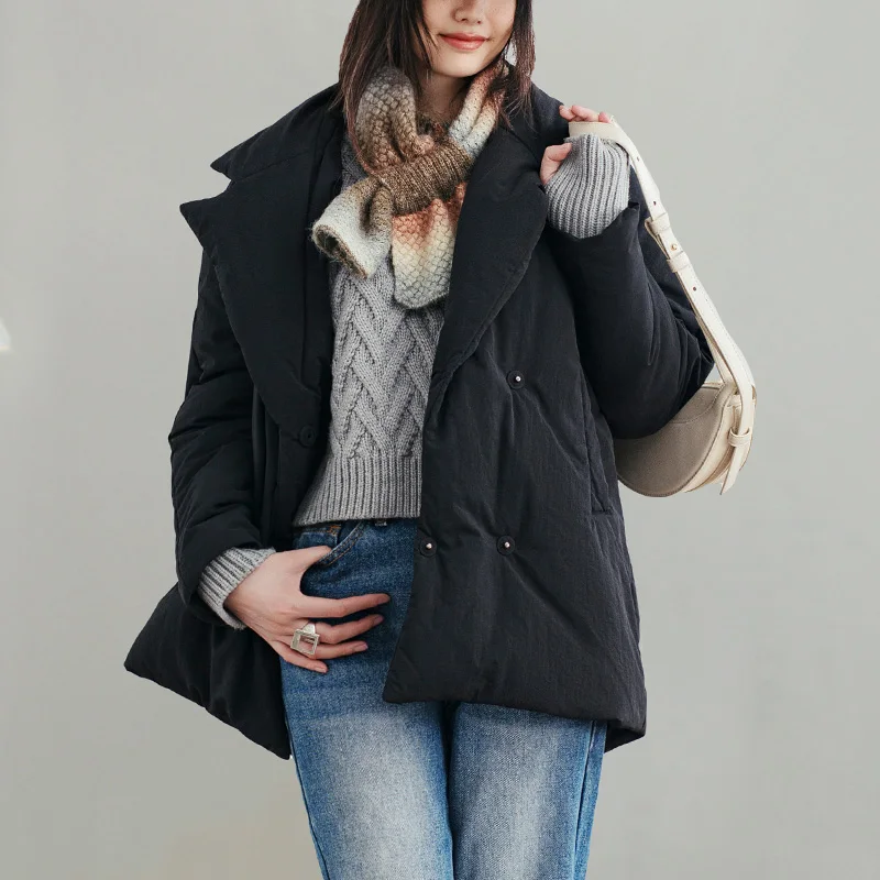 Maden женское хлопковое стёганое пальто с отложным воротником - Фотография_4