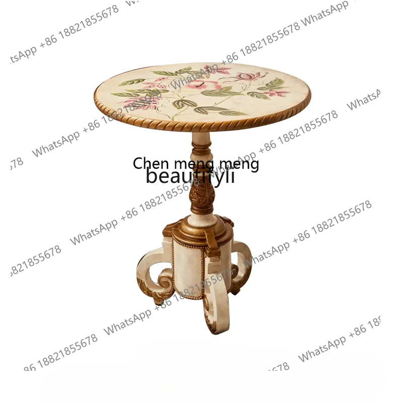 Винтажный круглый чайный столик с росписью в американском стиле