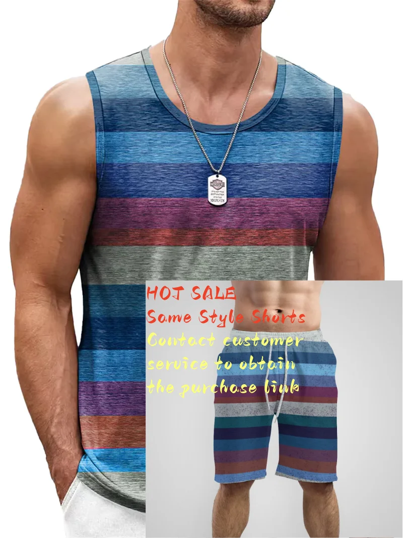 Retro striped graphic tank tops - Фотография_5