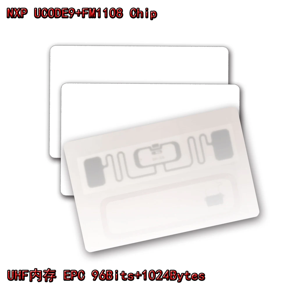 Uhf hf белая карта nxp ucode9 fm1108 чип пвх материал 915 мгц + 13