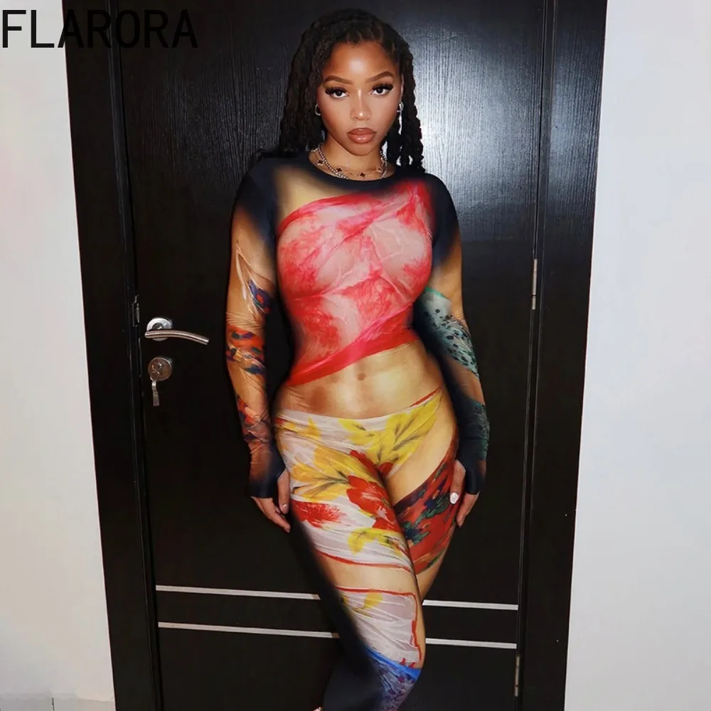 Flarora винтажные облегающие комбинезоны с ярким принтом