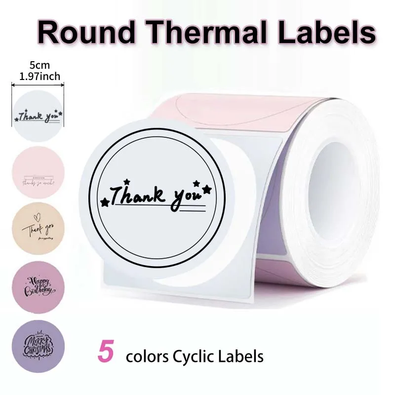 Круглые термоэтикетки 5 цветов