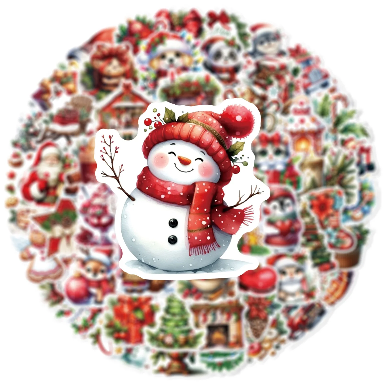 Милые рождественские водонепроницаемые наклейки в стиле граффити - Фотография_2