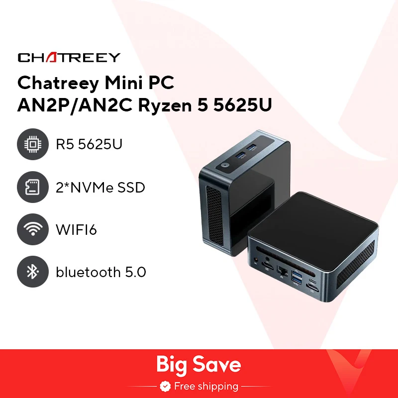 Мини-пк chatreey an2p ryzen 5 5625u/3550h