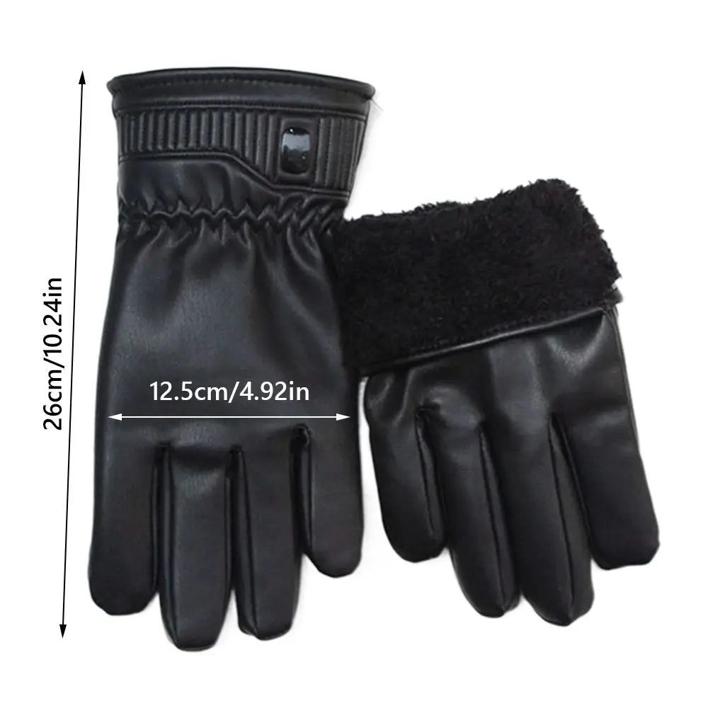 Водонепроницаемые черные зимние перчатки из искусственной кожи - Фотография_6