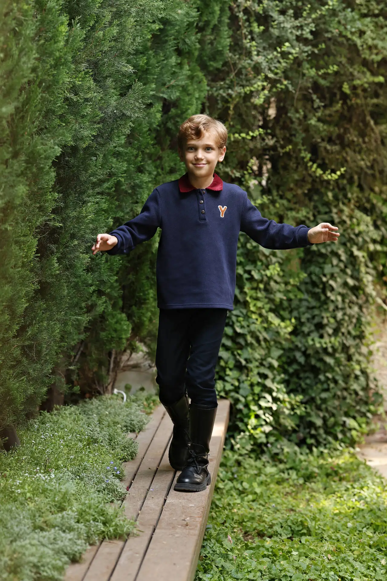 Детская темно-синяя одежда-поло из ткани пике 1920 - Фотография_3