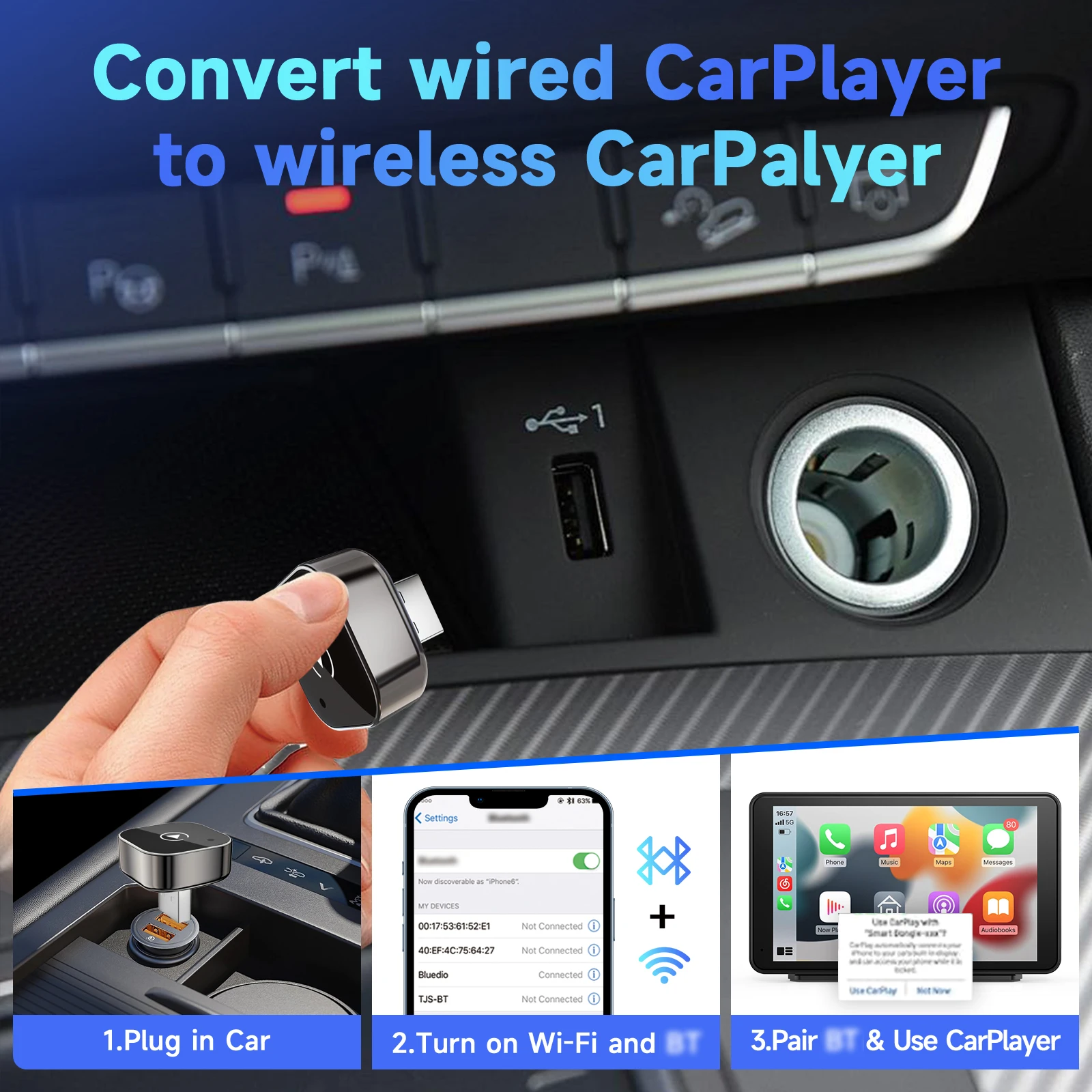 Pionray 2in1 wireless carplay dongle - Фотография_2