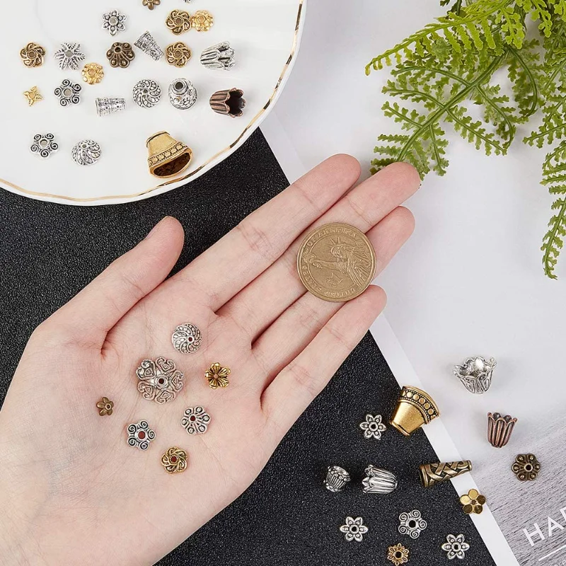 Шапочки из сплава в античном золоте в тибетском стиле - Фотография_3