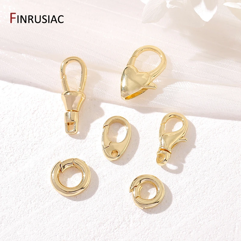 Латунная пружинная застежка в форме сердца с позолоченным покрытием