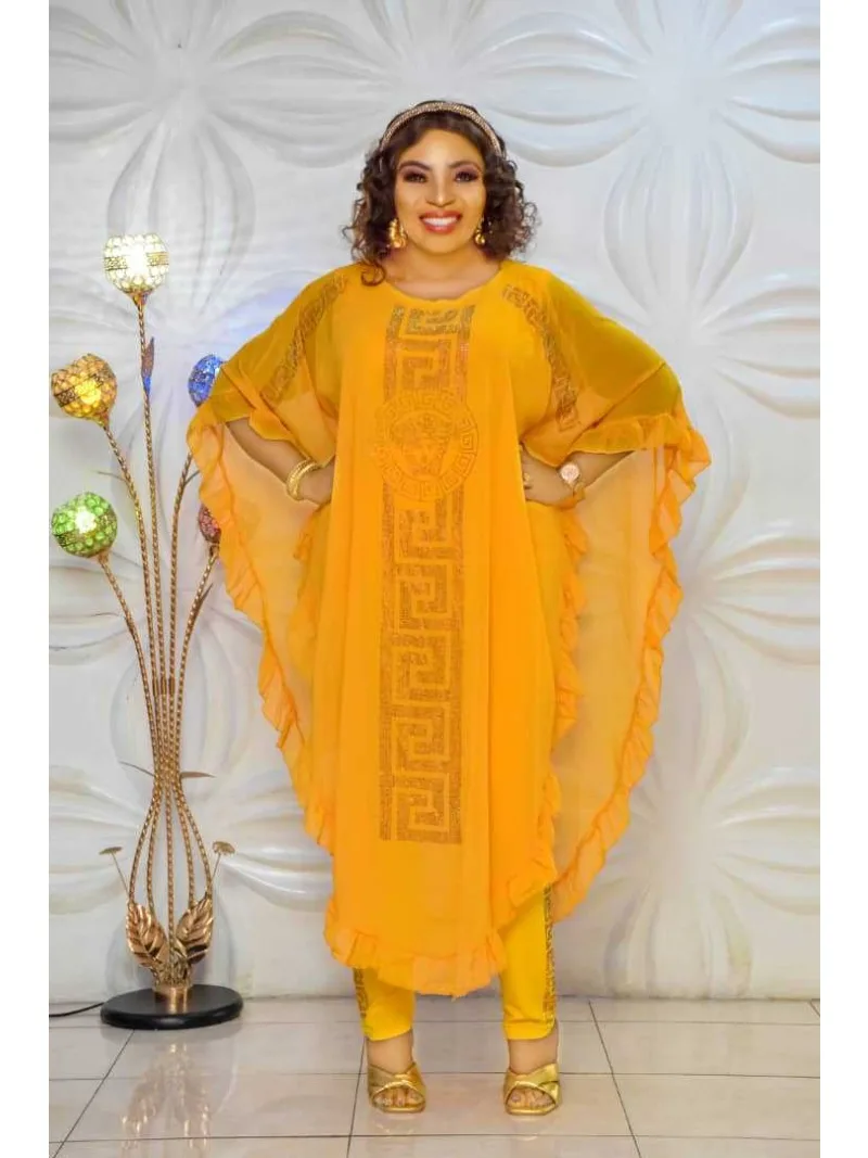 Африканский шифоновый костюм-тройка средней длины больших размеров
