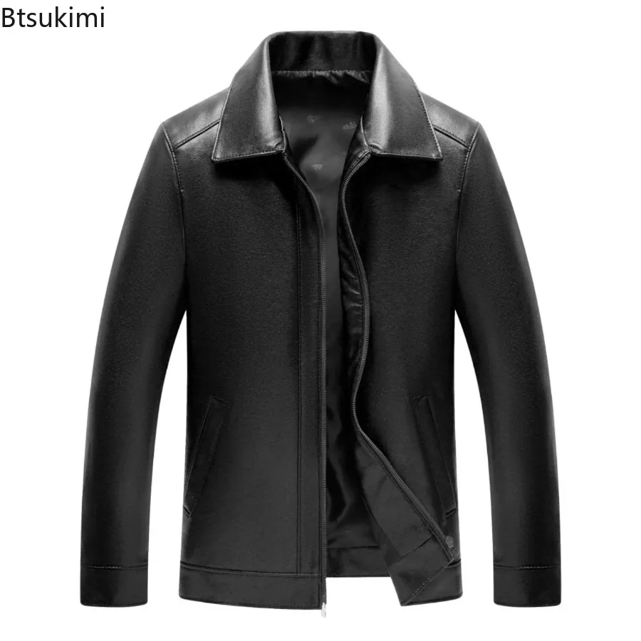 Новые мужские деловые повседневные кожаные куртки - Фотография_6