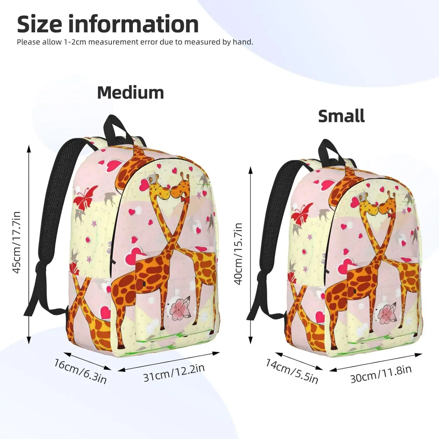 Модный холщовый рюкзак giraffe heart flower butterfly - Фотография_4