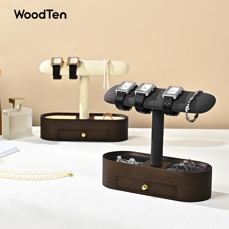 Woodten подставка для часов из цельного дерева с выдвижными ящиками