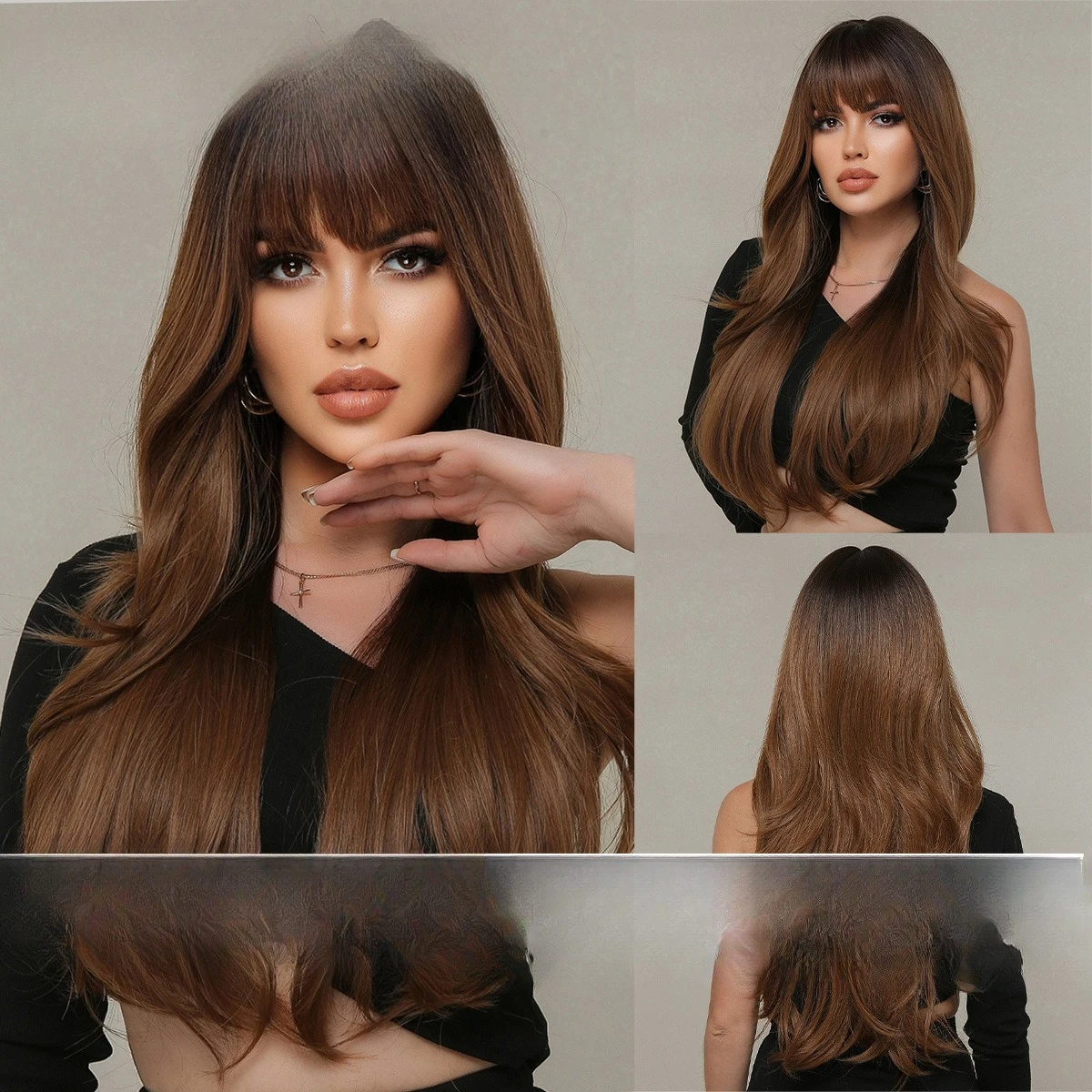 Новый парик женский ци челка красный - Фотография_4