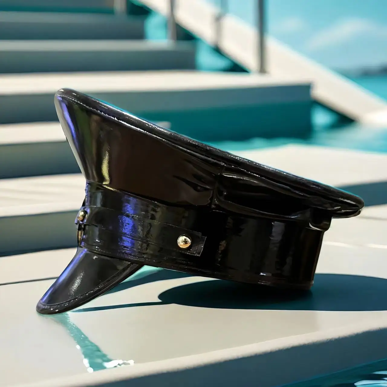 Черная кожаная шляпа капитана hongluan - Фотография_3