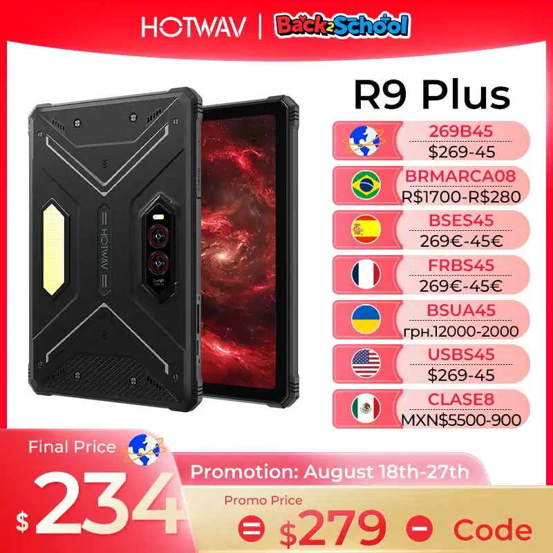 Прочный планшет hotwav r9 plus android 14 11 дюймов fhd + 2k