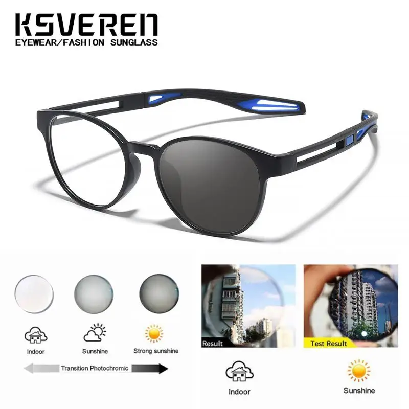 Tr90 круглые фотохромные очки для близорукости для мужчин и женщин - Фотография_3