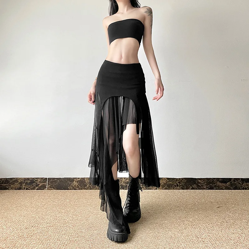 Goth dark cyber y2k юбки средней - Фотография_2