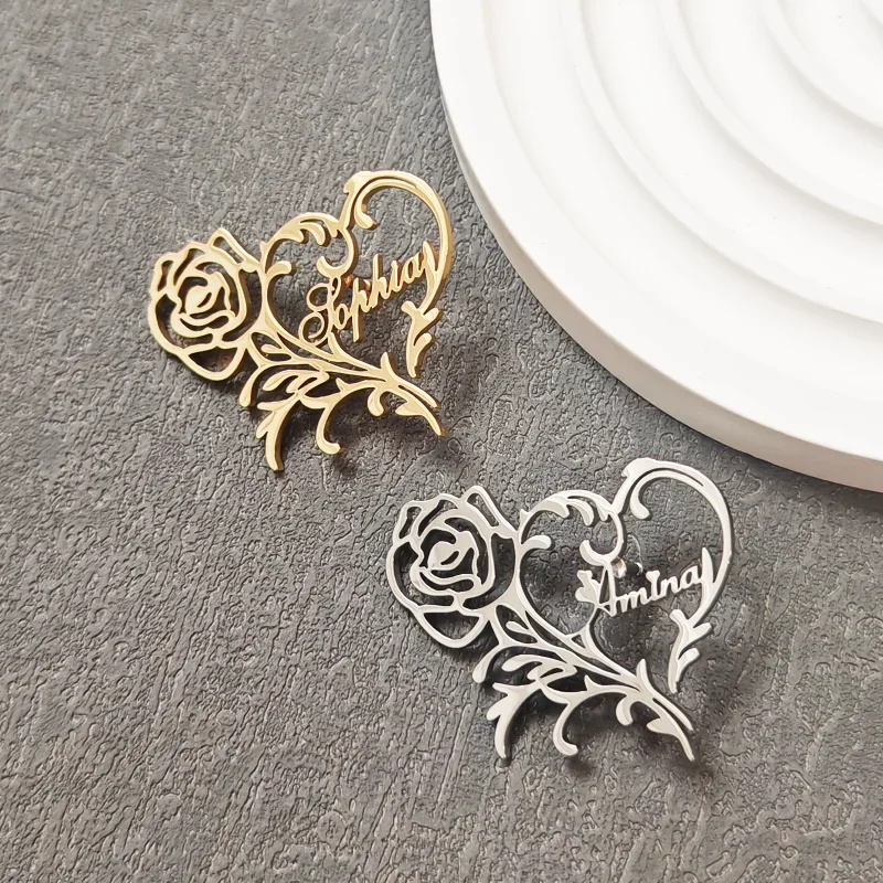 Брошь с именем розы и сердца на заказ - Фотография_3