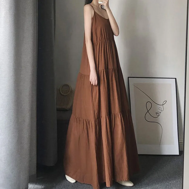 Женское однотонное платье без рукавов - Фотография_5