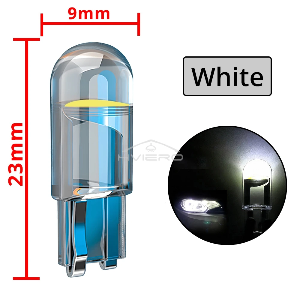 Стеклянные светодиодные автомобильные лампы cob w5w 194 t10 - Фотография_6