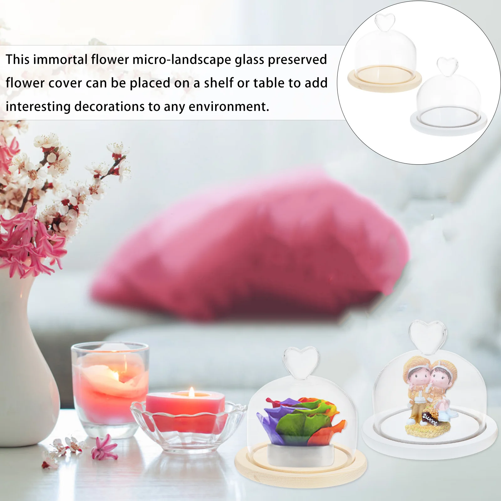 Стеклянная крышка с бессмертным цветком