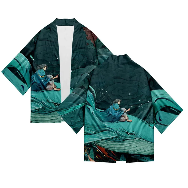 Японское женское кимоно в стиле ukiyoe с рисунком карпа - Фотография_5