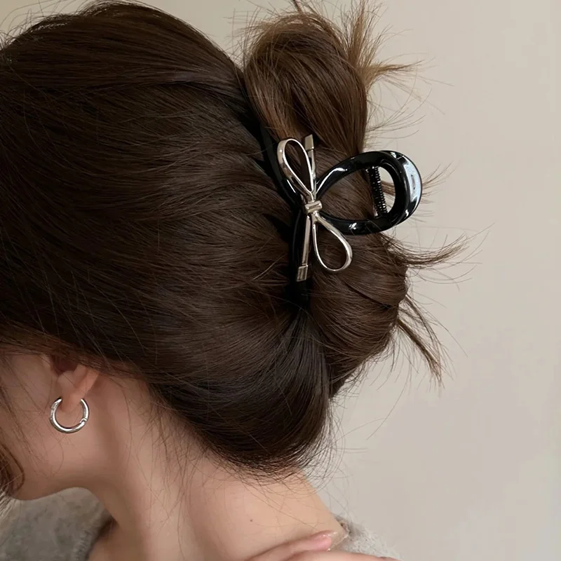 Металлическая заколка для волос с бантом для женщин - Фотография_2