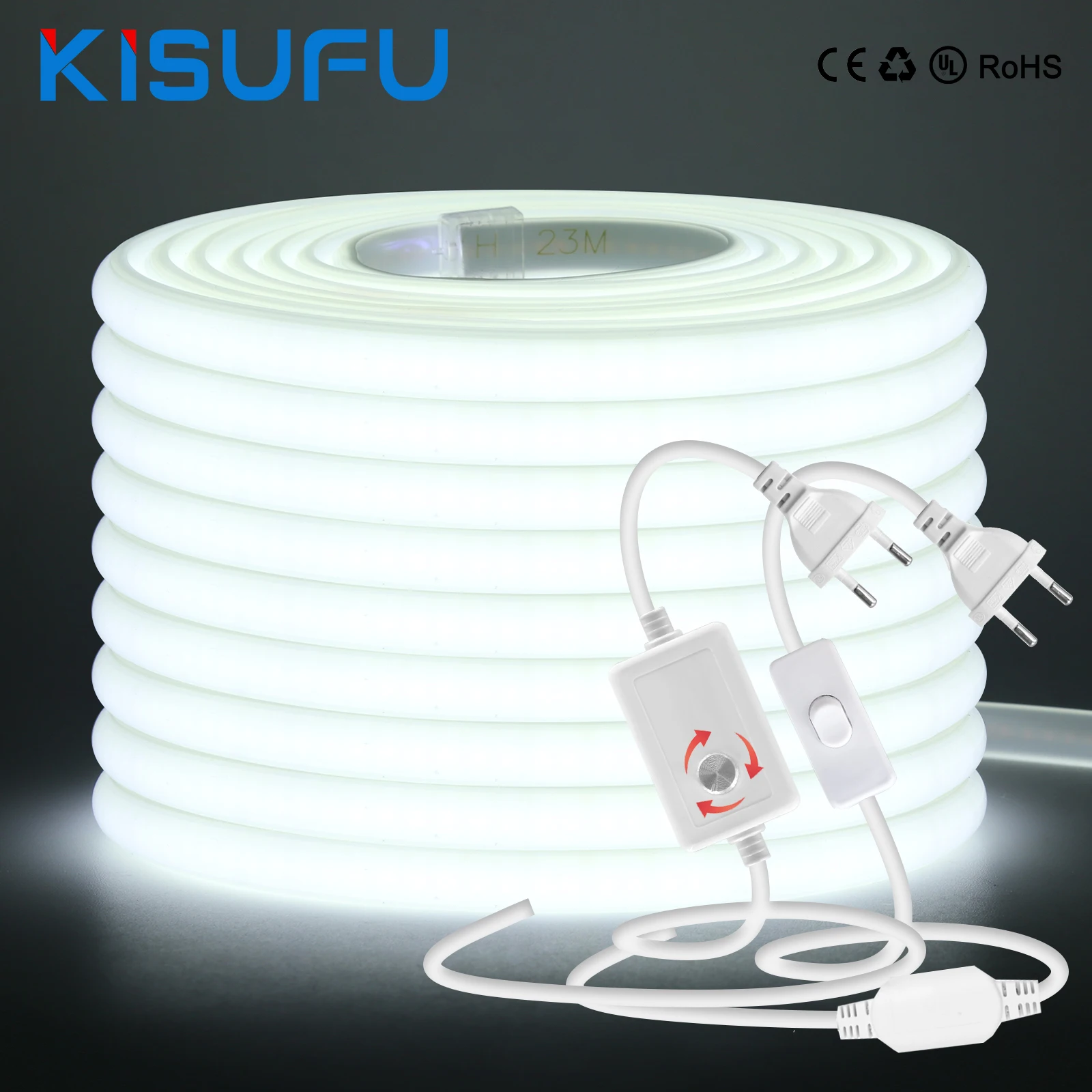220v cob led strip light with switch/dimmer