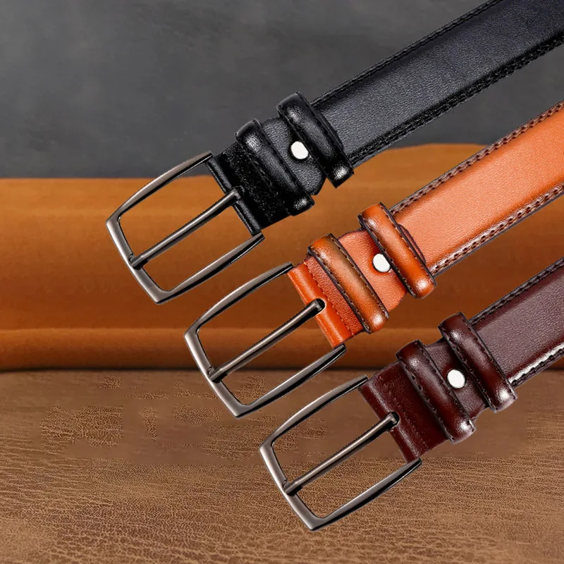 Мужской кожаный ремень с пряжкой - Фотография_3