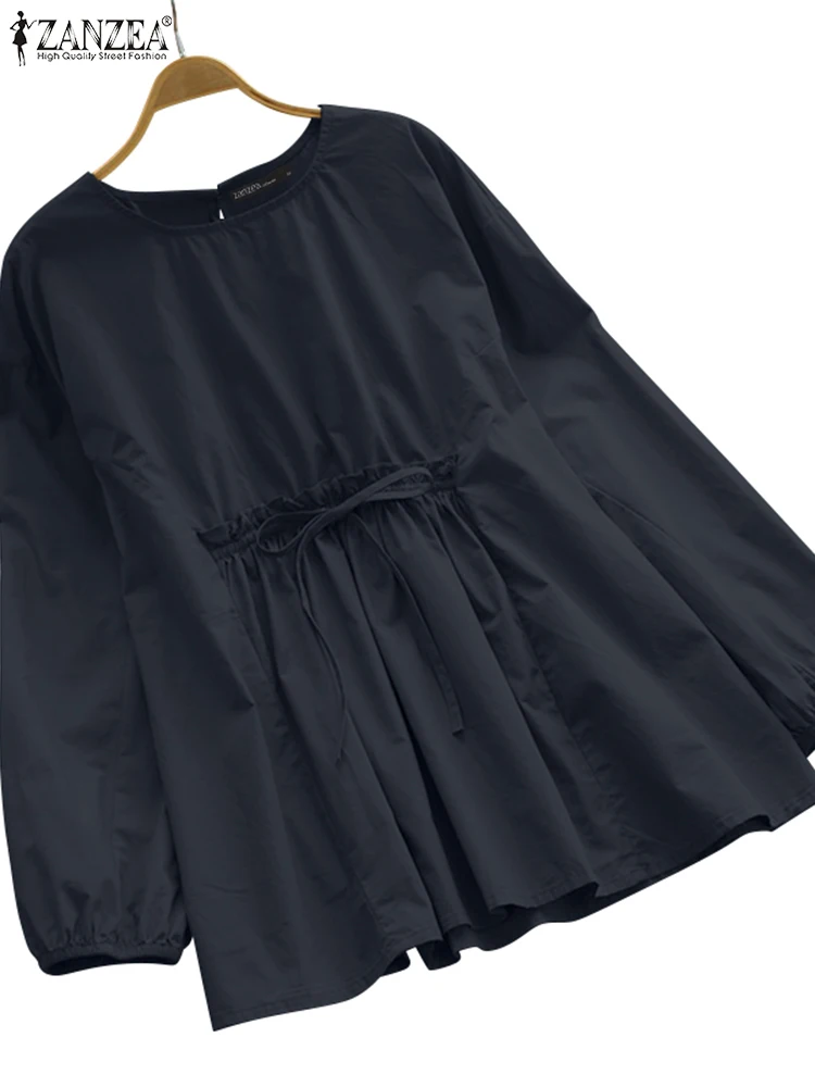 Zanzea винтажные свободные повседневные туники с длинным рукавом 2024 - Фотография_5