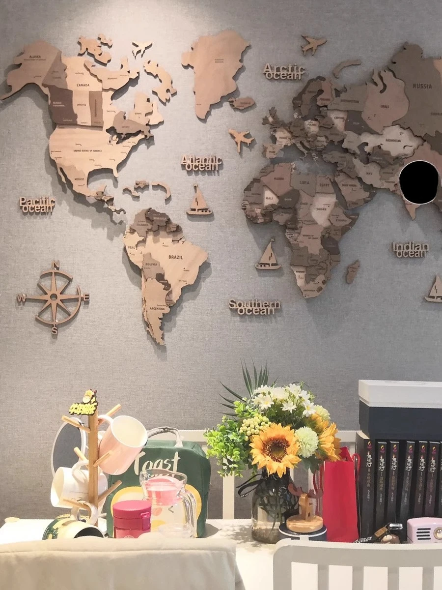 Карта мира из цельного дерева - Фотография_3