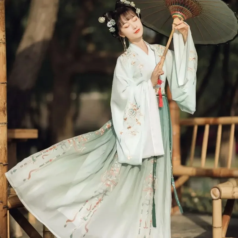 Новое розовое женское традиционное китайское платье hanfu с вышивкой - Фотография_6
